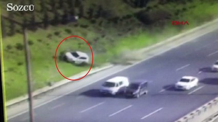 TEM'de inanılmaz kaza kamerada
