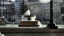 Trafalgar Square fountains struggle to cope with Storm Doris winds