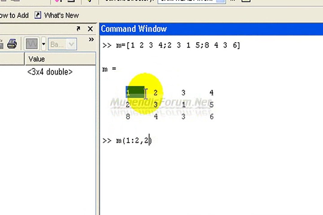matlab eğitimi 03 MatrisColonOperator