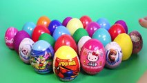 SURPRISE EGGS PEPPA PIG SPIDER-MAN MICKEY MOUSE FROZEN BARBIE HELLO KITTY PLAY DOH EGGS TOYS