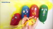 5 Wet Colours Face Balloons - Learn colors water balloon Finger Family nursery rhymes comp