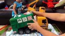 Toy Trucks - BRUDER Garbage Truck for Kids: Sanitation Truck Lego Mess Unboxing Family Toy Review