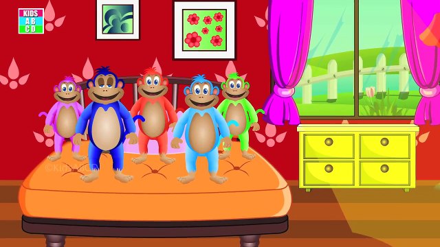 Cinco Monitos Saltando En La Cama | Los Niños Rima De Cuarto De Niños | Canciones