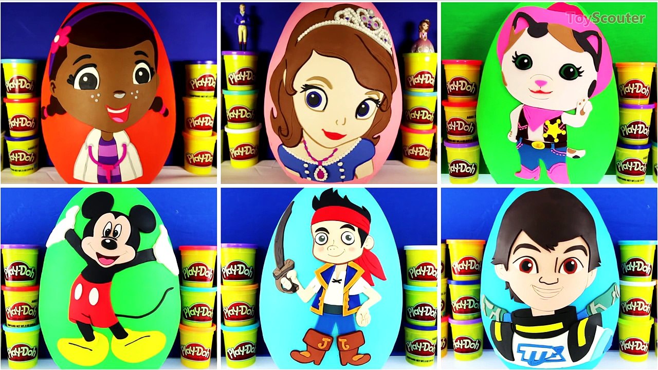GIANT DISNEY JR Surprise Eggs Compilation Play Doh - Sofia Mickey Mouse ...