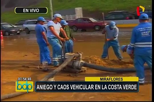 Miraflores: aniego y caos vehicular en la Costa Verde