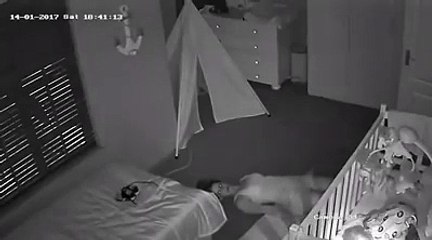Husband Catches Wife Crawling Away From Baby, But The Footage Has Him In Absolute Hysterics.