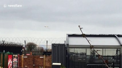 Planes struggling to land at Manchester Airport during Storm Doris