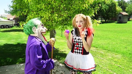 Frozen Queen Elsa Spider-man Giant Cupcake BATTLE vs Joker Pink Spidergirl Funny Superhero