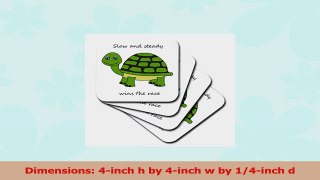3dRose LLC Slow and Steady Wins The Race Green Turtle Ceramic Tile Coaster Set of 8 51674ca9