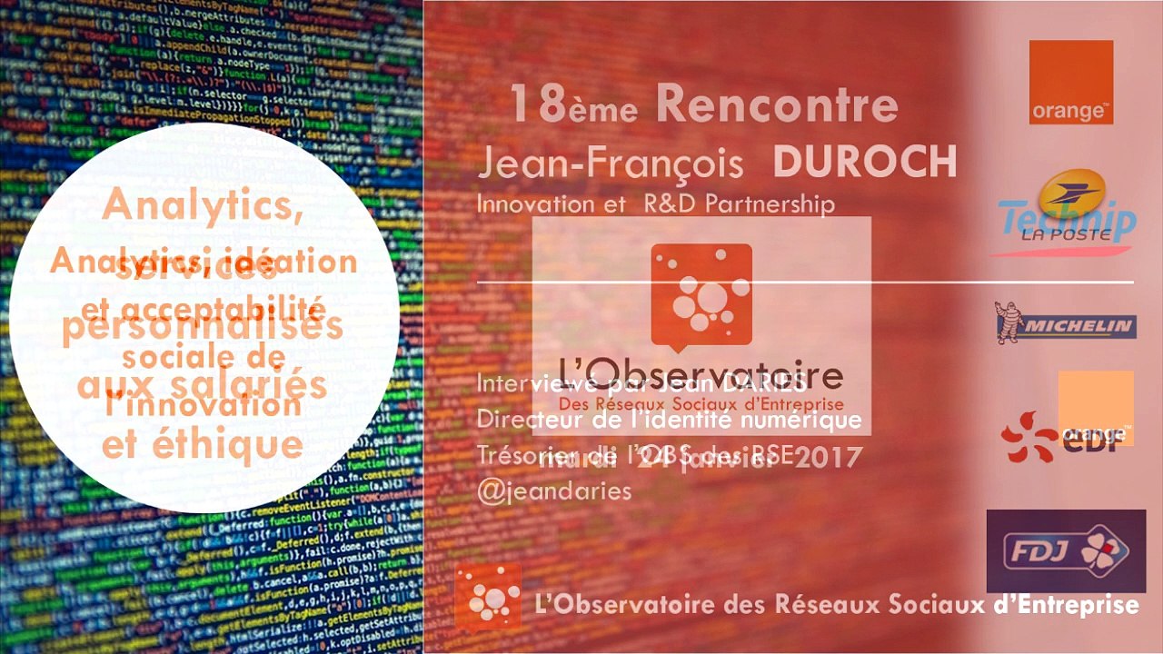 18éme rencontre de l'OBS : Interview de Jean-François Duroch