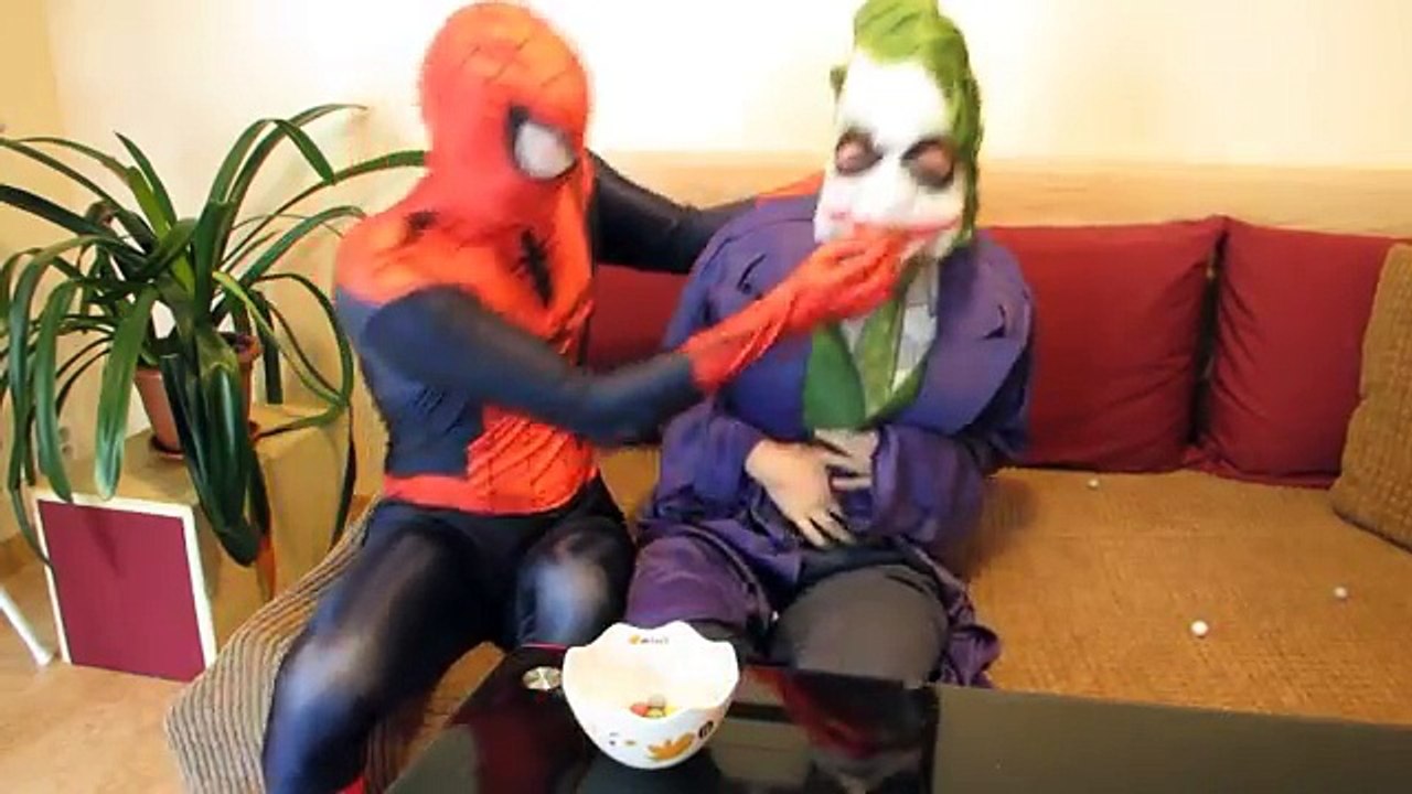 Frozen Elsa POO COLORED BALLS with Spiderman vs Joker Prank Superheroes Fun in Real Life