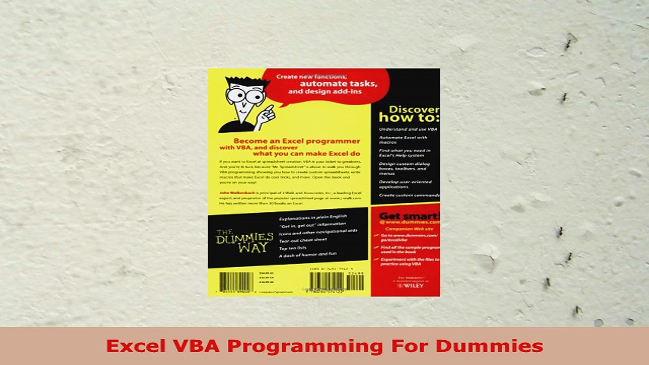 READ ONLINE  Excel VBA Programming For Dummies