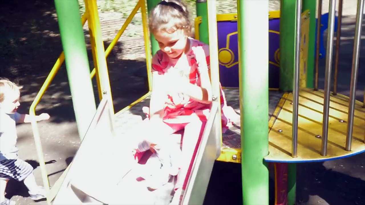 Baby Doll Toy Play in the Playground and Outside with Sunshine