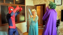 Spiderman vs Joker vs Frozen Elsa - Bad Baby Attacks! - Cinderella, Two Face, Poison Ivy