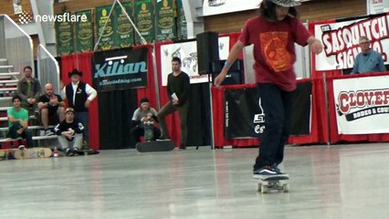 Boy, 13, competes as pro skateboarder