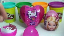BARBIE HELLO KITTY Surprise Heart Eggs Giant Toy Play Doh Egg Juguetes de Huevo Sorpresa