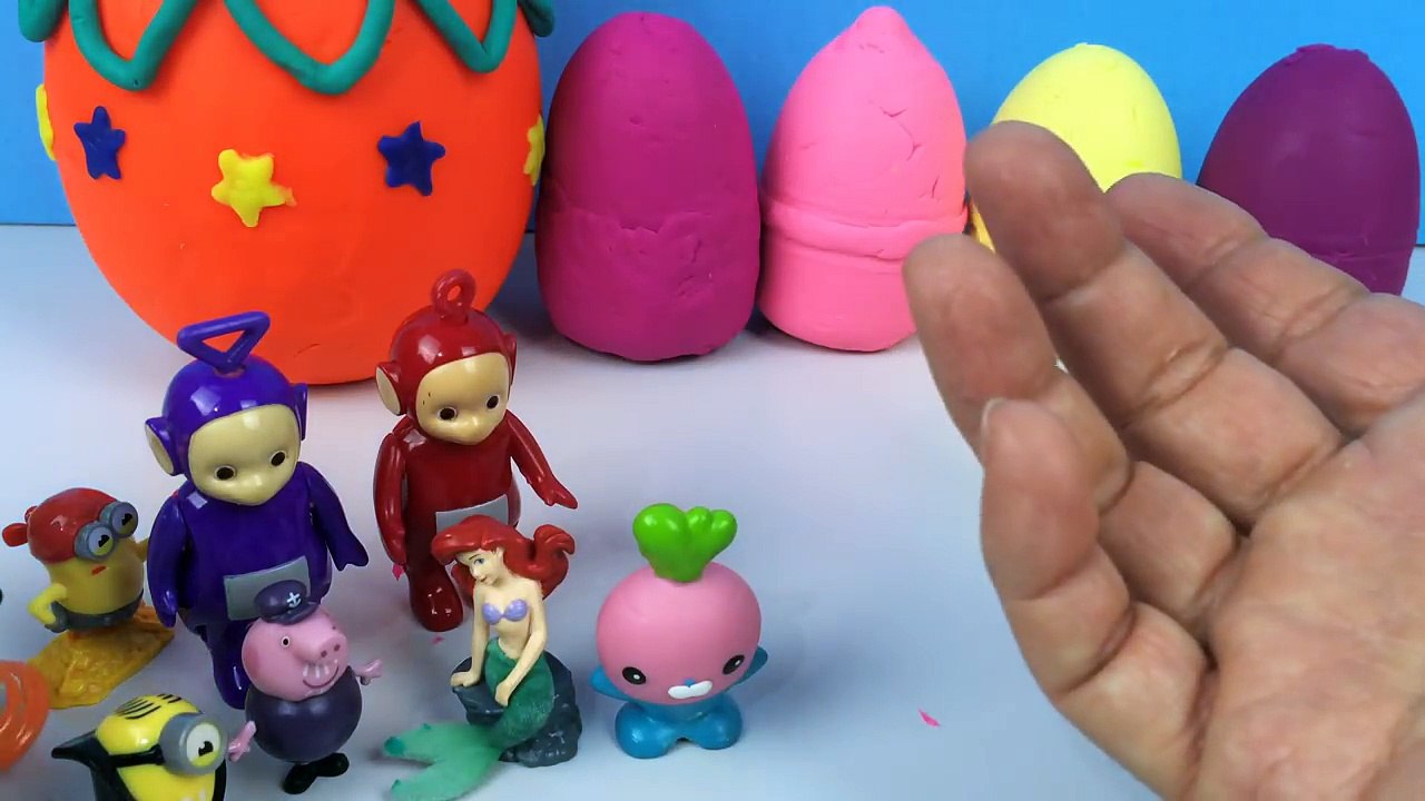 Play doh Surprise Eggs With The Simpsons Teletubbies Minions Disney Frozen Elsa Anna Toys Figurines