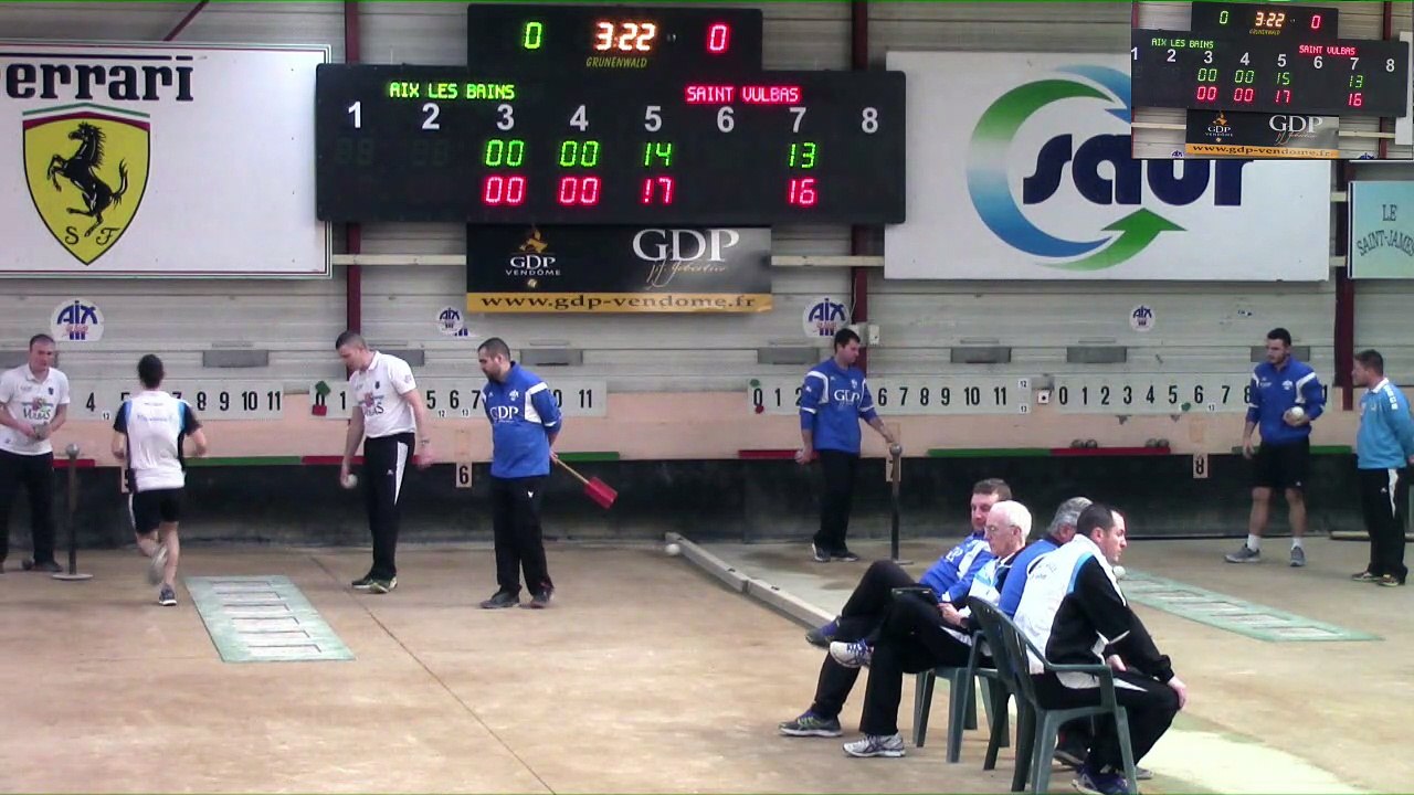 Premier tour, tir progressif,  demi-finale aller, Aix-les-Bains contre Saint-Vulbas, Sport Boules, saison 2016/2017