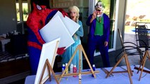 Joker Pinturas De Spiderman?? Congelados Elsa Cae En Amor Con El Joker?? Superhéroe Dulces Broma En 4