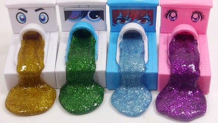 DIY How To Make Colors Glitter Slime Poop Japanese Toilet Learn Colors Slime Clay Icecream