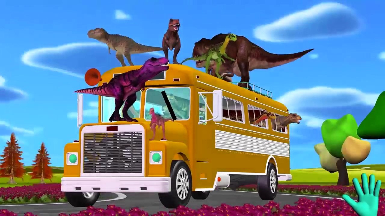 Dinosaur Wheels On The Bus Go Round And Round | Nursery Rhymes for Kids
