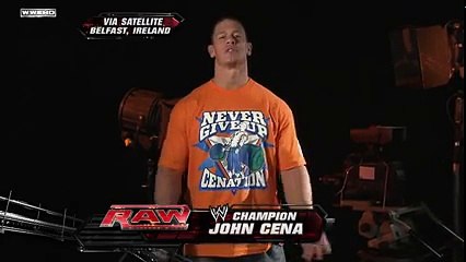 Raw  John Cena addresses Batista from Belfast, Ireland (2)
