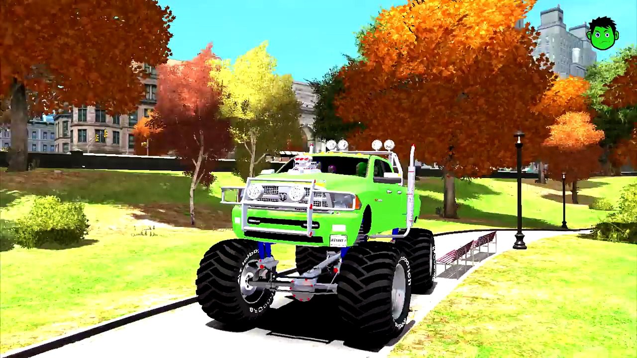 Los COLORES de SPIDERMAN RIMAS infantiles de MONSTER TRUCK NIÑOS CANCIONES de FIESTA de BAILE de Spiderman, CAPITÁN