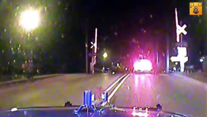 Police Car chase with pit maneuver, Michigan