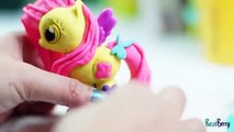 Play Doh MY LITTLE PONY Make N Style Ponies #2 | Fluttershy, Applejack, Derpy Hooves, Pin