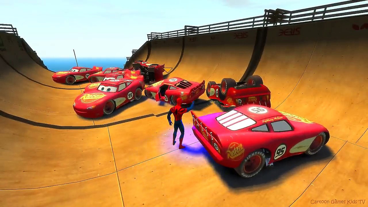 Spiderman & Frozen Elsa Color Lightning McQueen Nursery Rhyme for Children Kids Songs Mega