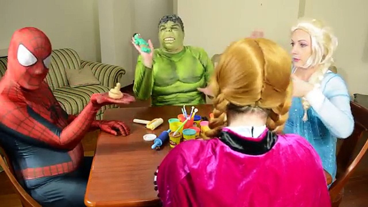 NAKED HULK VS SPIDERMAN Prank Frozen Elsa & Superhero In Real Life Play-Doh Animation Full