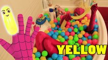 Pink Spidergirl Wet Balloons Finger Family Learning Colours Real Life Superhero Nursery Rhyme