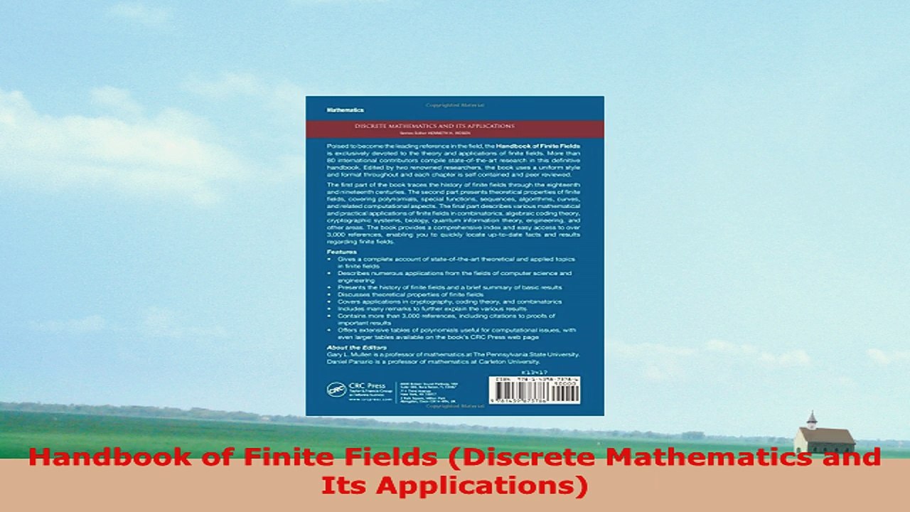 READ ONLINE  Handbook of Finite Fields Discrete Mathematics and Its Applications
