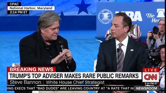 WATCH- Reince Priebus freak out when Steve Bannon touches his leg