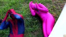 Rosa Spidergirl Pierde Su Cola De Sirena! w/ Spiderman, Frozen Elsa y Anna vs Joker Dulces y