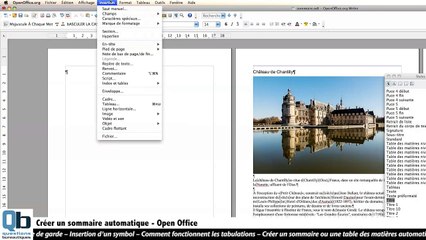 Comment créer un sommaire sous OpenOffie ?