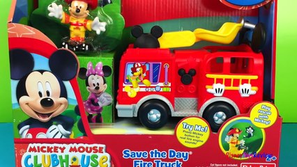 Mickey Mouse Clubhouse Save the Day Fire Truck with Minnie Mouse House Having Play Doh Fir