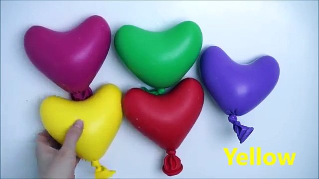 Five Water Heart Balloons collection - Compilation Learn Colours Wet Balloon Finger Nurser