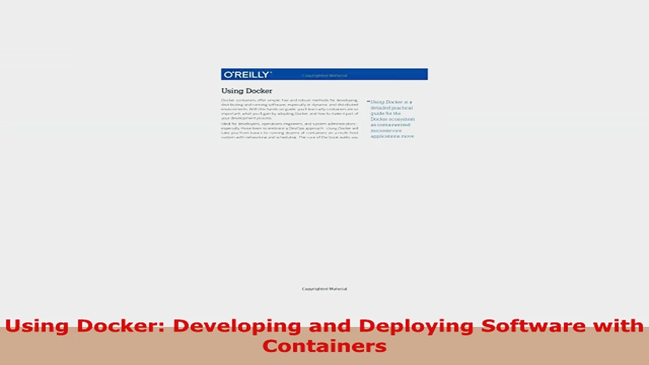 READ ONLINE  Using Docker Developing and Deploying Software with Containers