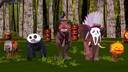 Lion, Dinosaurs Halloween Finger Family Songs For Children | Gorilla Finger Family Nursery
