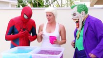 Frozen Elsa & Spiderman GROSS GELLI BAFF TOY CHALLENGE vs Joker - Superhero Fun in Real Life IRL  -)-FNRq7zAw