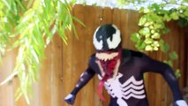 Spiderman Vs Venom - Real Life Superhero Battle _ Trampoline Fight-OiHXK