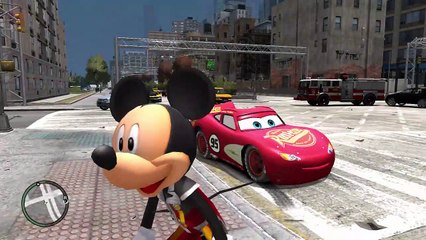 Mickey Mouse Drives Disney Cars Lightning McQueen to Get a Hotdog-c0