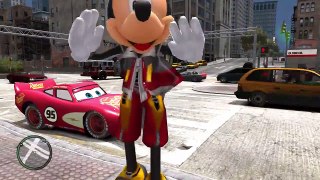 Mickey Mouse Drives Disney Cars Lightning McQueen to Get a Hotdog-c0IG