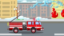 The Fire Truck hurry to the rescue - fire in the city - Cartoon about Emergency Trucks Episode 37