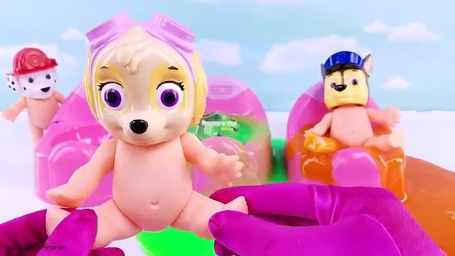 Cute Paw Patrol Baby Doll Bath Time Slime Toy Surprises Learn Colors Marshall Chase Skye