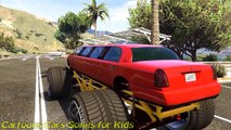 Красный монстр лимузин грузовик для детей в Человек-Паук мультфильм для детей, детские стишки песни