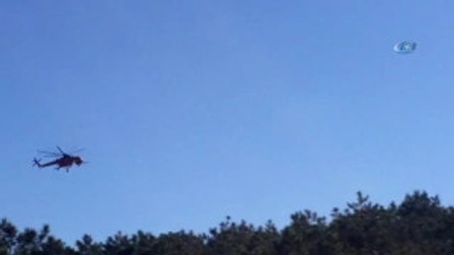Ataşehir'de Ormanlık Alanda Çıkan Yangına Helikopter Müdahale Etti