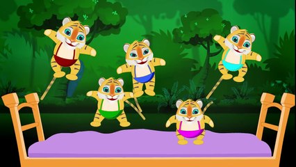 Five Little Tigers Jumping on the Bed - Nursery Rhymes