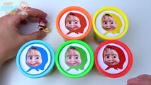 CUPS Surprise Toys Play Doh Clay Masha and Bear Collection Rainbow Learn Colours in Englis